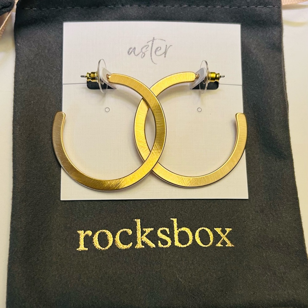 Willow Hoops Gold ( Aster )Earings Rocksbox Brand New